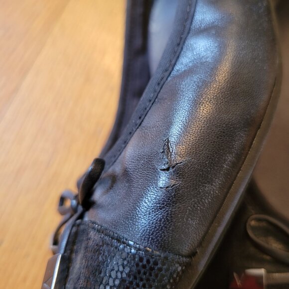 Vionic MINNA Black Leather Ballet Flats 8M‎ Bow Comfort - Picture 6 of 10